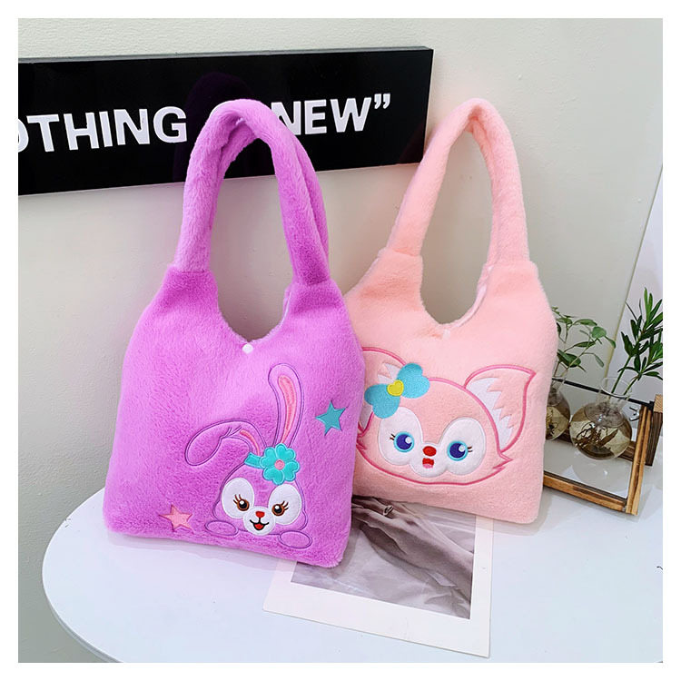 Túi tote hình gấu, Túi xách đeo vai phong cách hoạt hình Sanrio Disney, túi xách lông nhung ulzzang thời trang cho bạn nữ