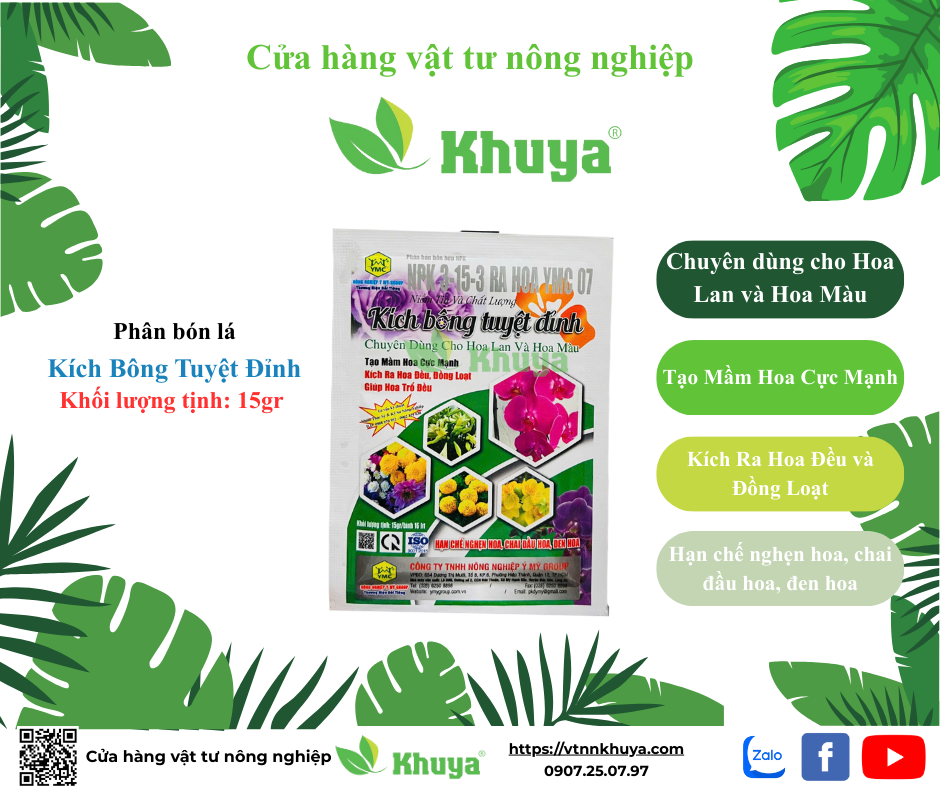 Phân bón Ý Mỹ Kích Bông Tuyệt Đỉnh 15gr NPK 3-15-3 Ra hoa YMC 07