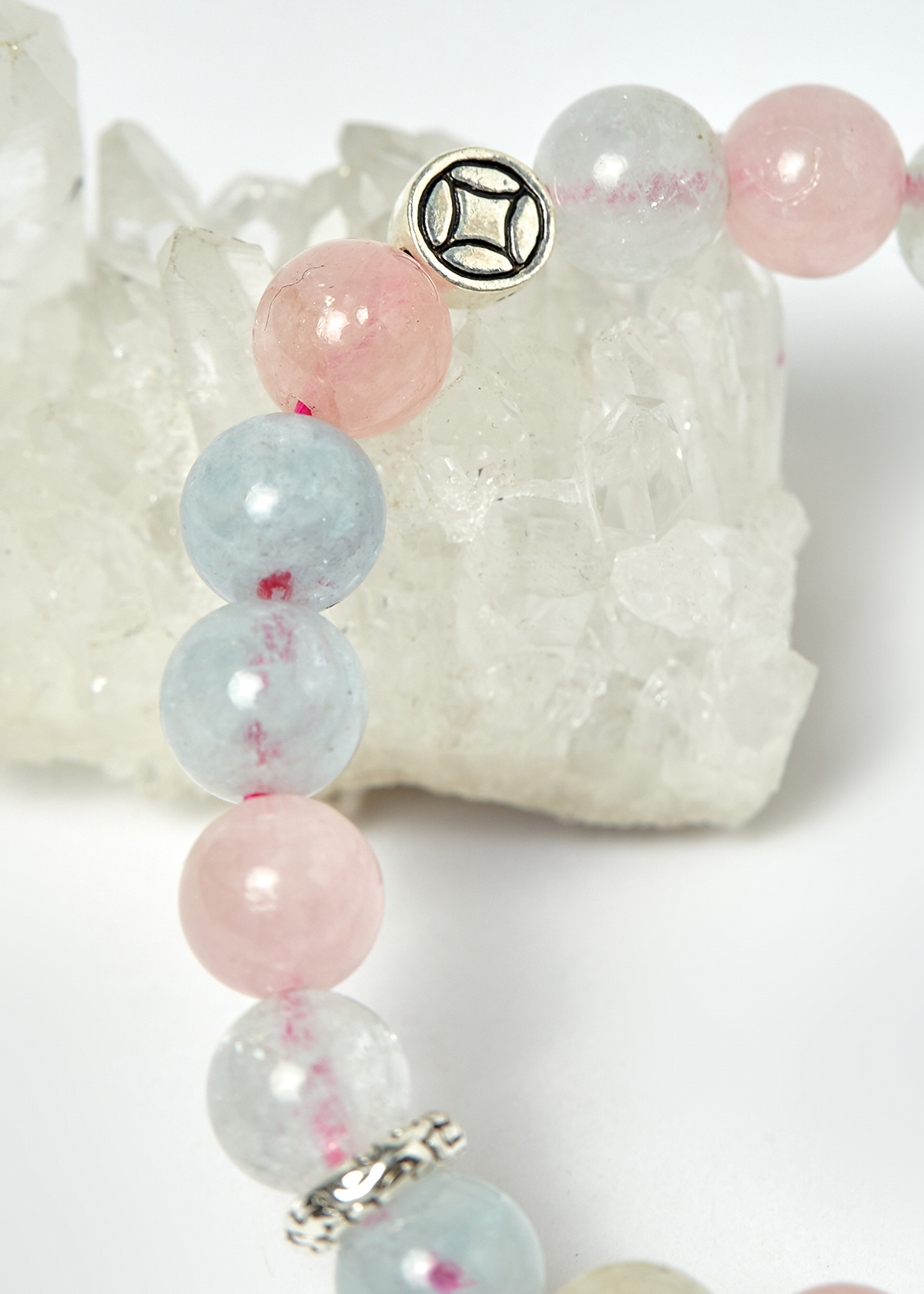 Vòng beryl đa sắc phối charm bạc hạt 8mm - Ngọc Quý Gemstones