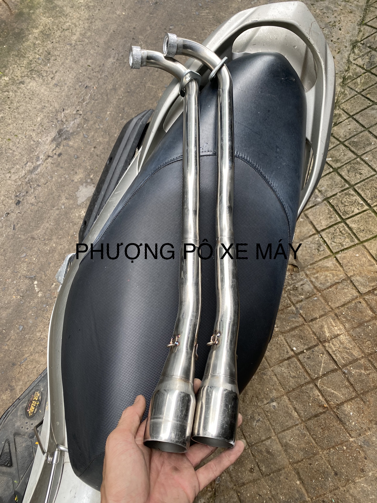 Cổ pô INOX gắn pô độ pô lon 27mmx51mm dành cho xe Sirius Fi / Jupiter Fi