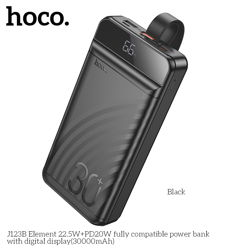 Pin Sạc Dự Phòng Dành Cho Hoco J123B Element Màn Hình Kỹ Thuật Số 30000Mah 22.5W + Pd20W Qc3.0 Cao Cấp Hàng Chính Hãng