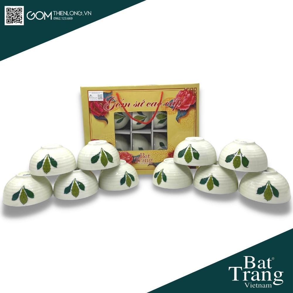 Bát Đĩa Quà Tặng Cao Cấp Lá Ngò Gai - Bộ Bát Đĩa Bát Tràng Chính Hãng Loại 1 - Gốm Thiên Long