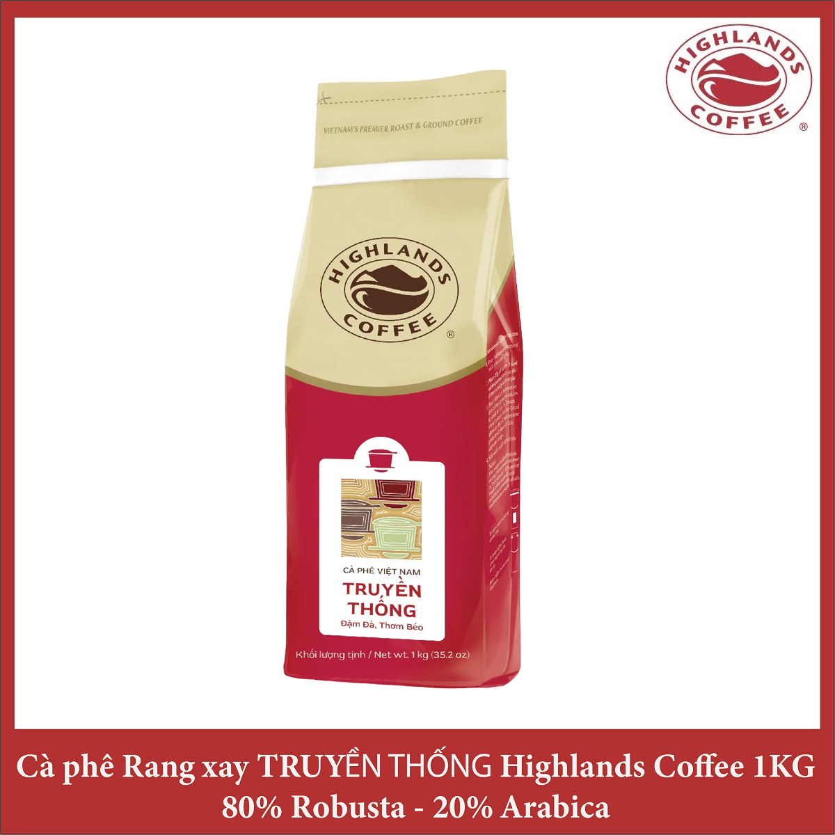 [Combo 2 gói] Cà phê bột Truyền thống Highland Coffee 1kg