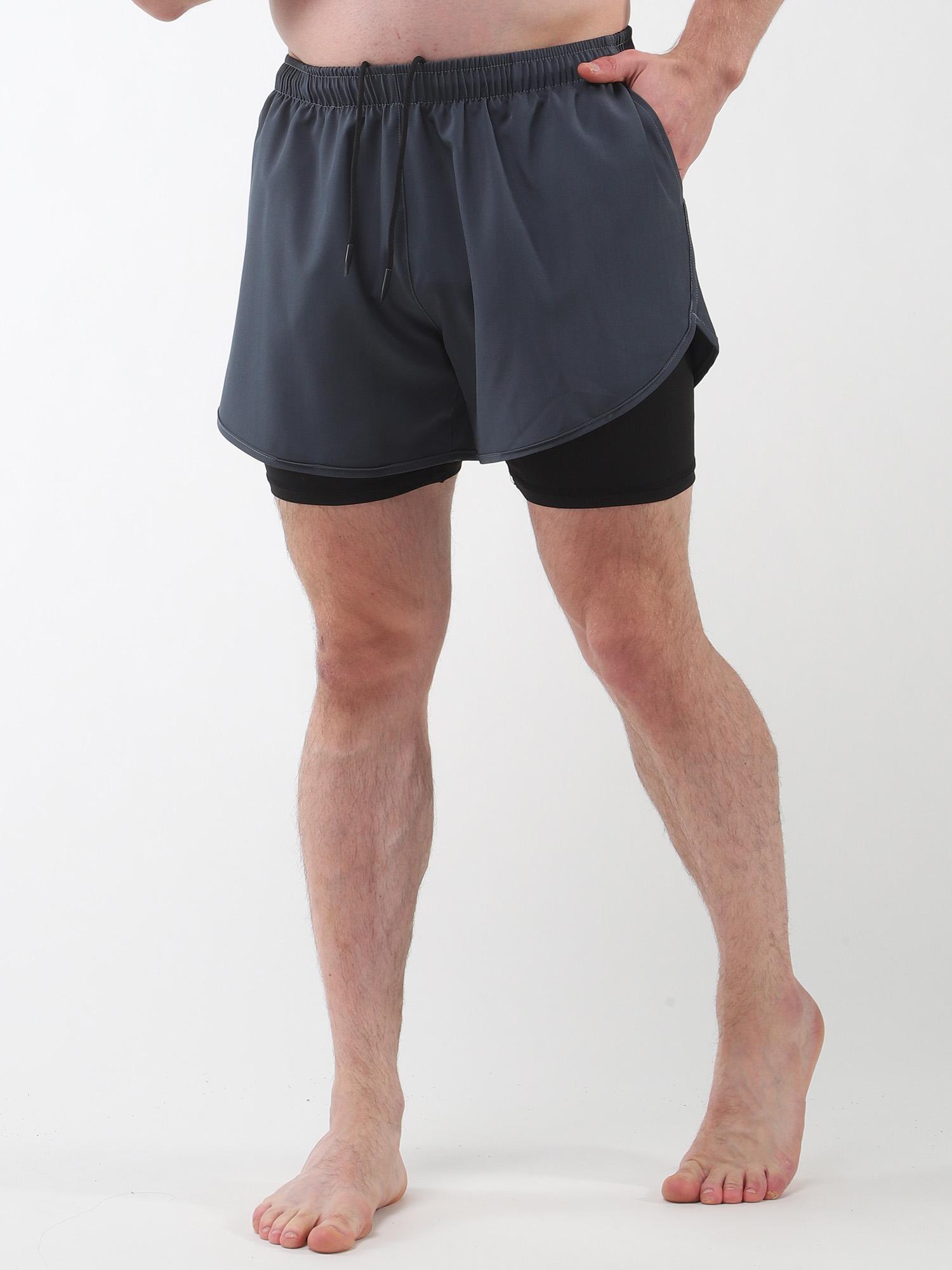 Quần short thể thao nam có lót 2 trong 1 kèm túi Quần short thể dục chạy xe đạp nhanh khô