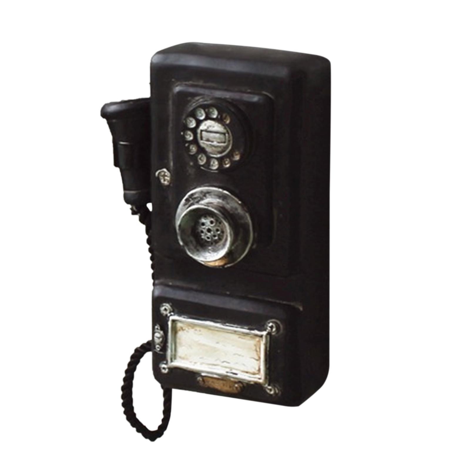 Retro Telephone Wall Art Sculpture Artwork Corded Phones Antique Rotary Dial Telephone for Window Display Hotel Shop Gifts Decors