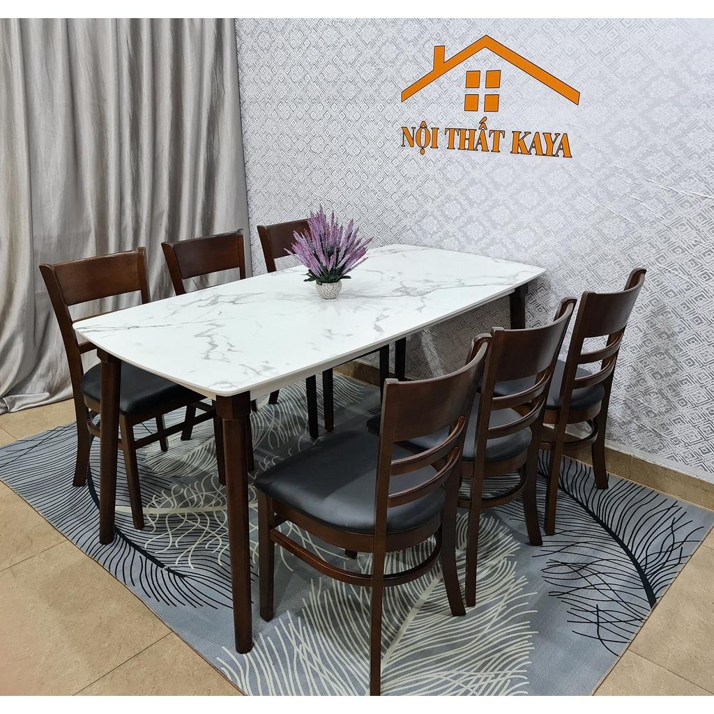 Bộ bàn 6 ghế Mostar 1m6, Mặt bàn với nguyên liệu gỗ HDF lõi xanh chống ẩm chống trầy nhập trực tiếp từ Malaysia Sơn Giả Đá màu Nâu bằng công nghệ Hàn Quốc