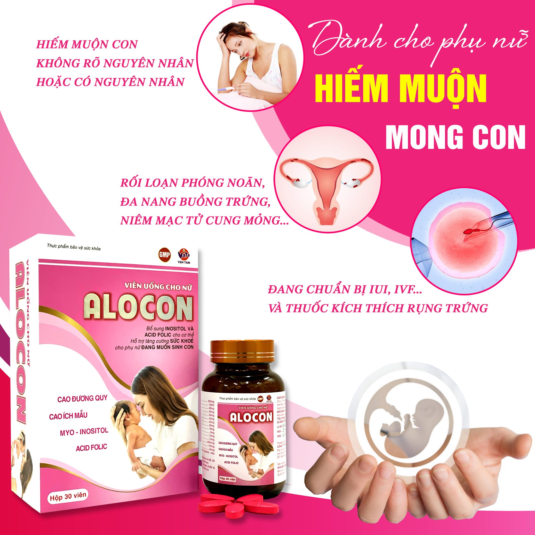 Viên Uống Tăng Khả Năng Thụ Thai Alocon Giúp Cải Thiện Buồng Trứng Sinh Lý Nữ Điều Hòa Kinh Nguyệt