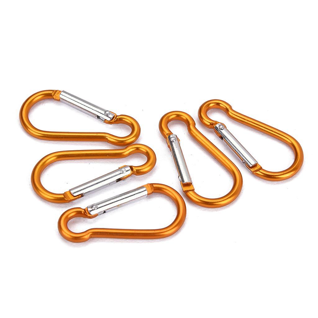 5 Pieces Aluminum D Shape Buckle Carabiner Key Chain Clip Hook for Home Hiking Camping