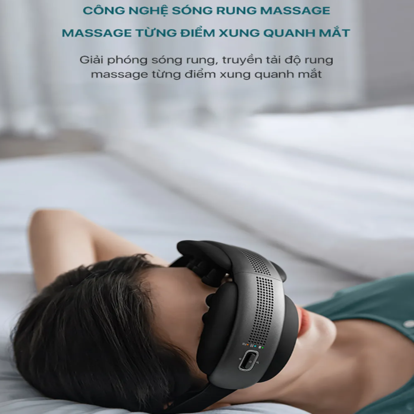 Máy massage mắt 16 điểm tiếp xúc chườm nóng VibWave Philips PPM5202E cao cấp - Hàng Chính Hãng