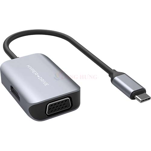 Cổng chuyển đổi HyperDrive 2-in-1 USB-C to HDMI/VGA HD-C2HV-GRAY - Hàng chính hãng