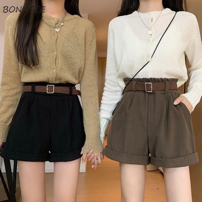 Quần Short Nữ Rời Lưng Thun Chắc Chắn Hợp Thời Trang Phong Cách Hàn Quốc Nữ Đơn Giản Mềm Giày Dạo Phố Tất Cả Trận Đấu Thanh Lịch Đại Học Mùa Thu
