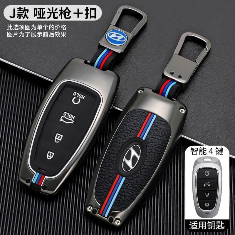 Ốp chìa khoá kim loại có phản quang thể thao - ốp khoá hyundai santafe 2021 i10 tucson elantra accent 2021
