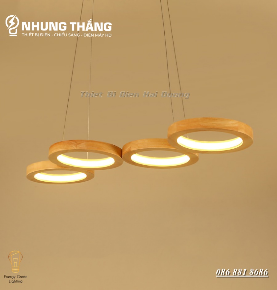 Đèn Thả Trần 4-5 Vòng Gỗ DGT-D1506 Decor Vintage - 3 Chế Độ Ánh Sáng - Gỗ Tự Nhiên Cao Cấp