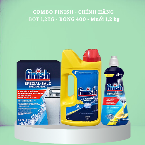 Combo bột bóng muối Finish cho máy rửa chén