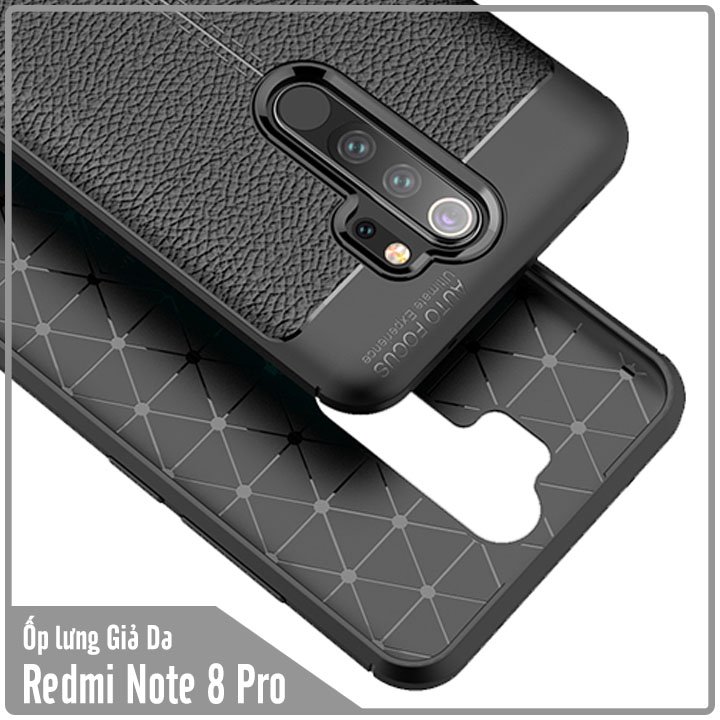 Ốp lưng cho Xiaomi Redmi Note 8 Pro Giả da chống sốc Auto Focus