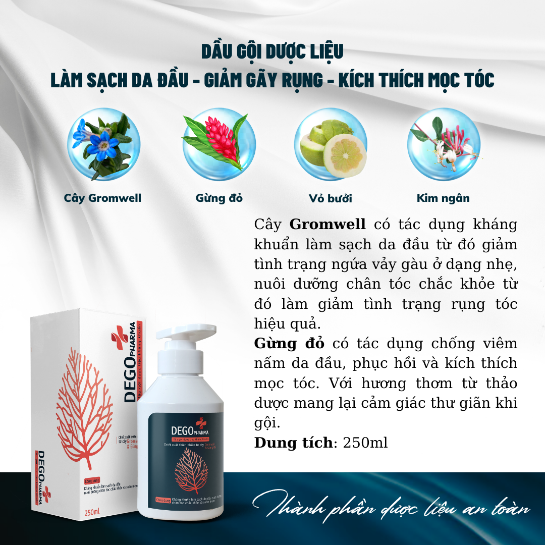 Combo 2 Dầu Gội Gừng DEGO PHARMA 250ml - Giảm Rụng Tóc - Phục Hồi &amp; Kích Thích Tóc Mọc Nhanh