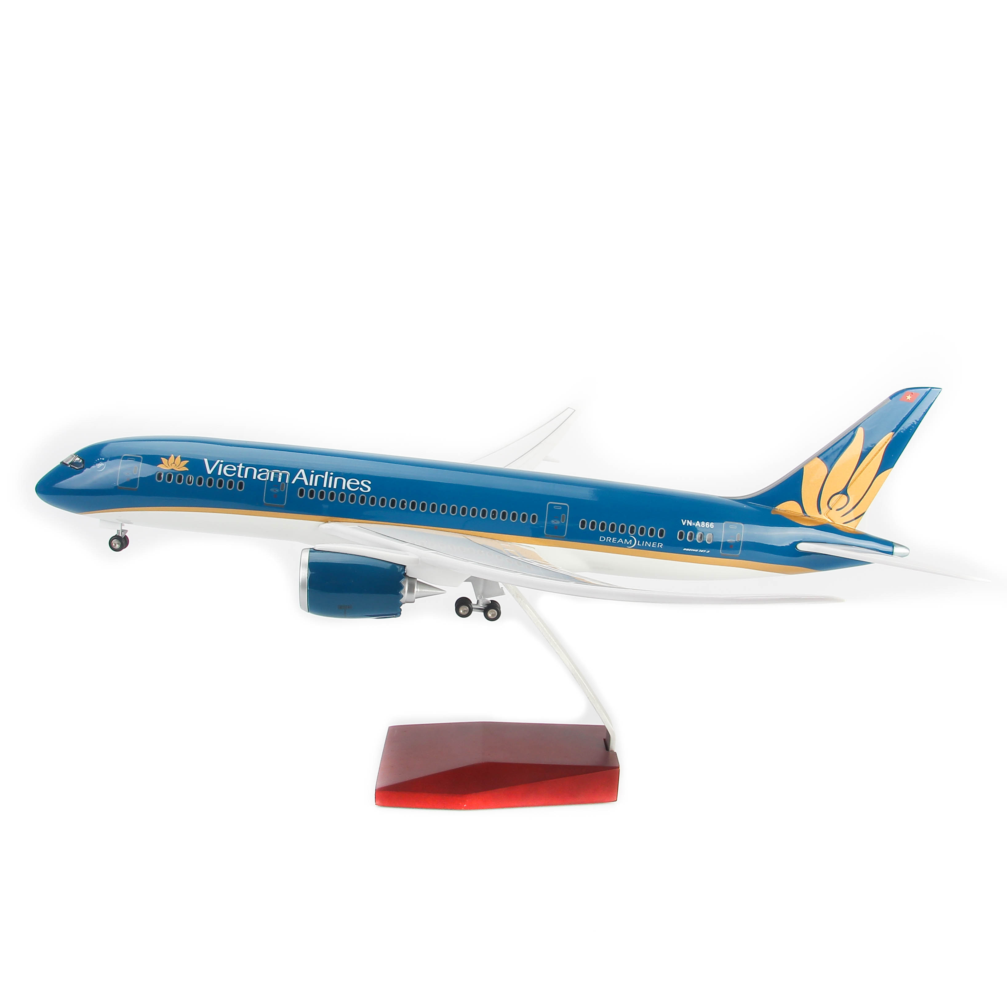 Mô hình máy bay Vietnam Airlines lắp ráp (47cm)-Xanh dương đậm,có đèn LED