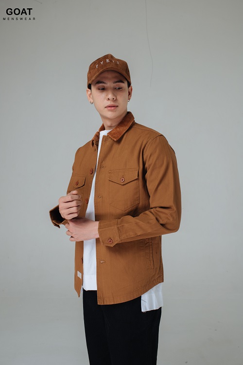 Áo Sơ Mi Khoác Nam Kaki Phối Túi Hộp Thời Trang Thanh Lịch GOAT MENSWEAR
