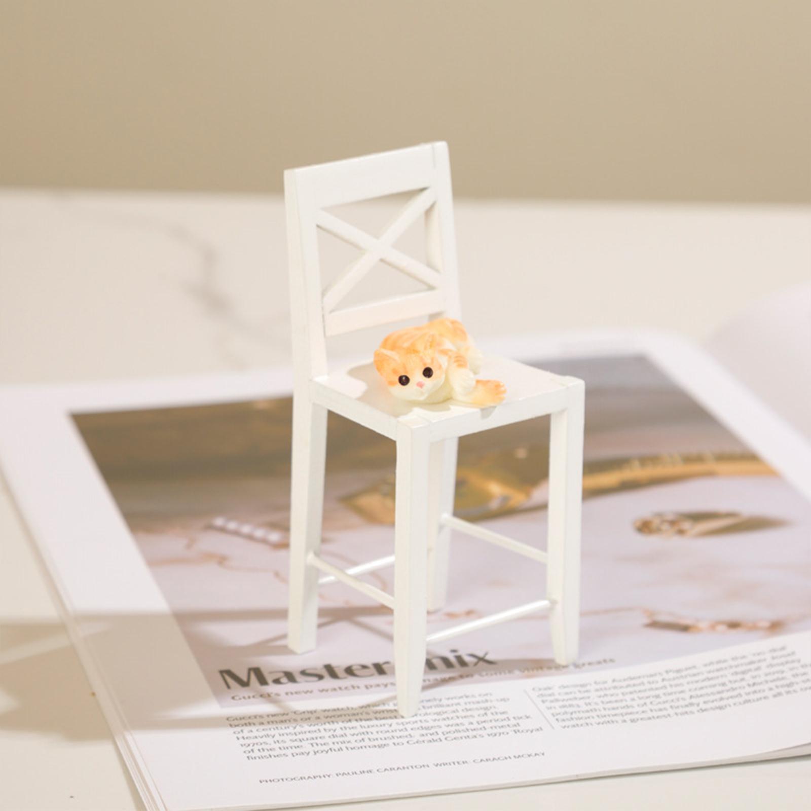 Dollhouse Chair Furniture Model Photo Props Life Scene Accessories 1:12 Chair Model Wooden Miniature Chair for Dinning Room