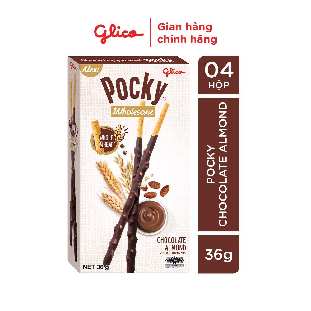 Combo 4 Bánh Que Pocky Ngon Khỏe Đẹp vị Sô cô la Hạnh Nhân