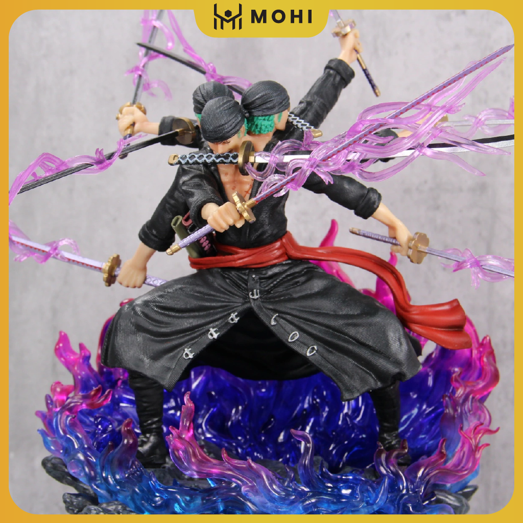 [Có bản LED] - Mô Hình OnePiece Zoro Asura 3 đầu 6 tay siêu ngầu - Cao 39cm - Figure OnePiece - Hộp màu