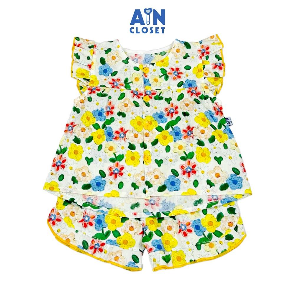 Bộ quần áo Ngắn bé gái họa tiết Cúc Tana cotton - AICDBGDVVATB - AIN Closet