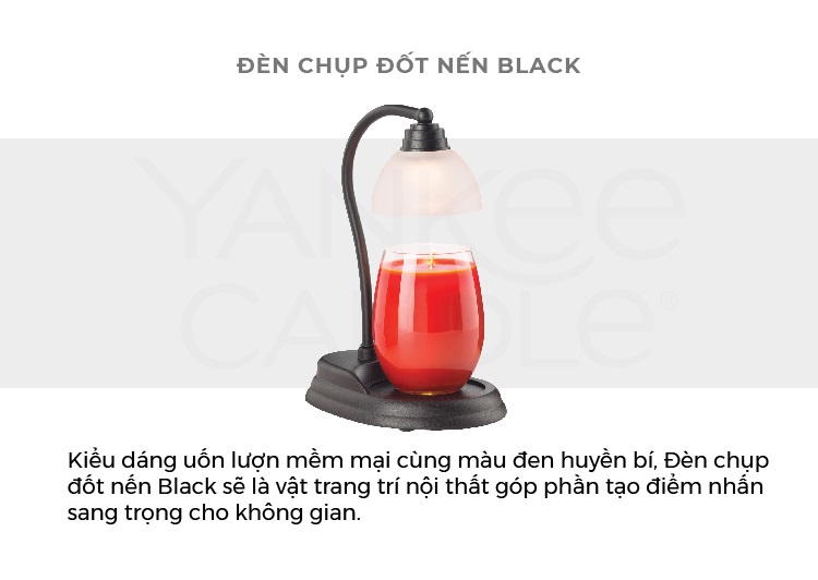 Đèn chụp đốt nến Yankee Candle màu đen