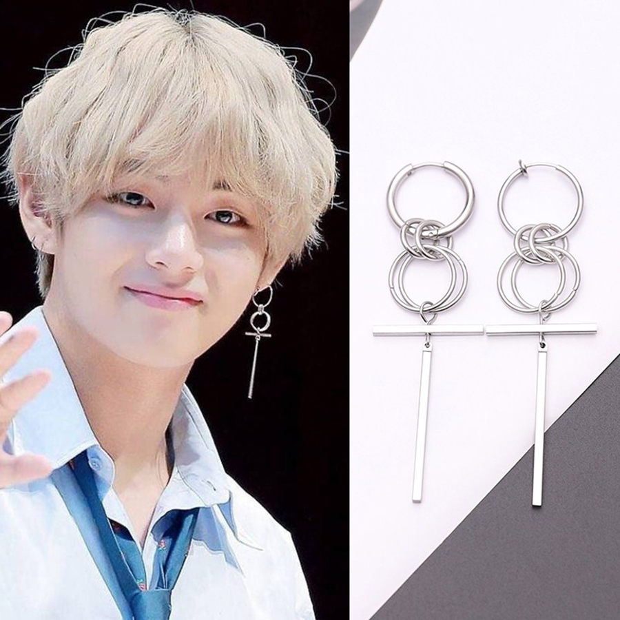 Bông tai khuyên tai chữ thập BTS V Taehyung