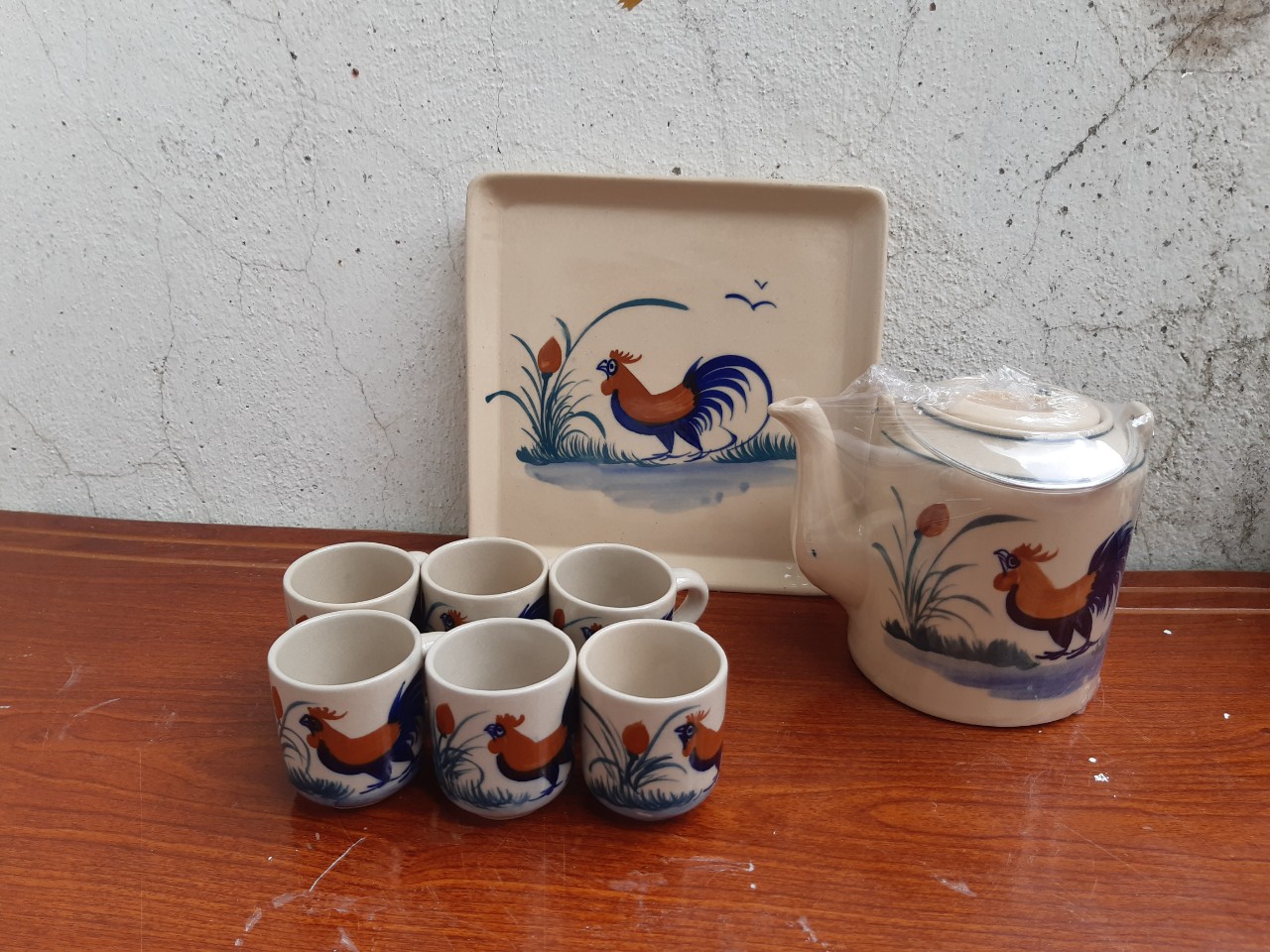 Bộ ấm trà con gà trống bao đẹp