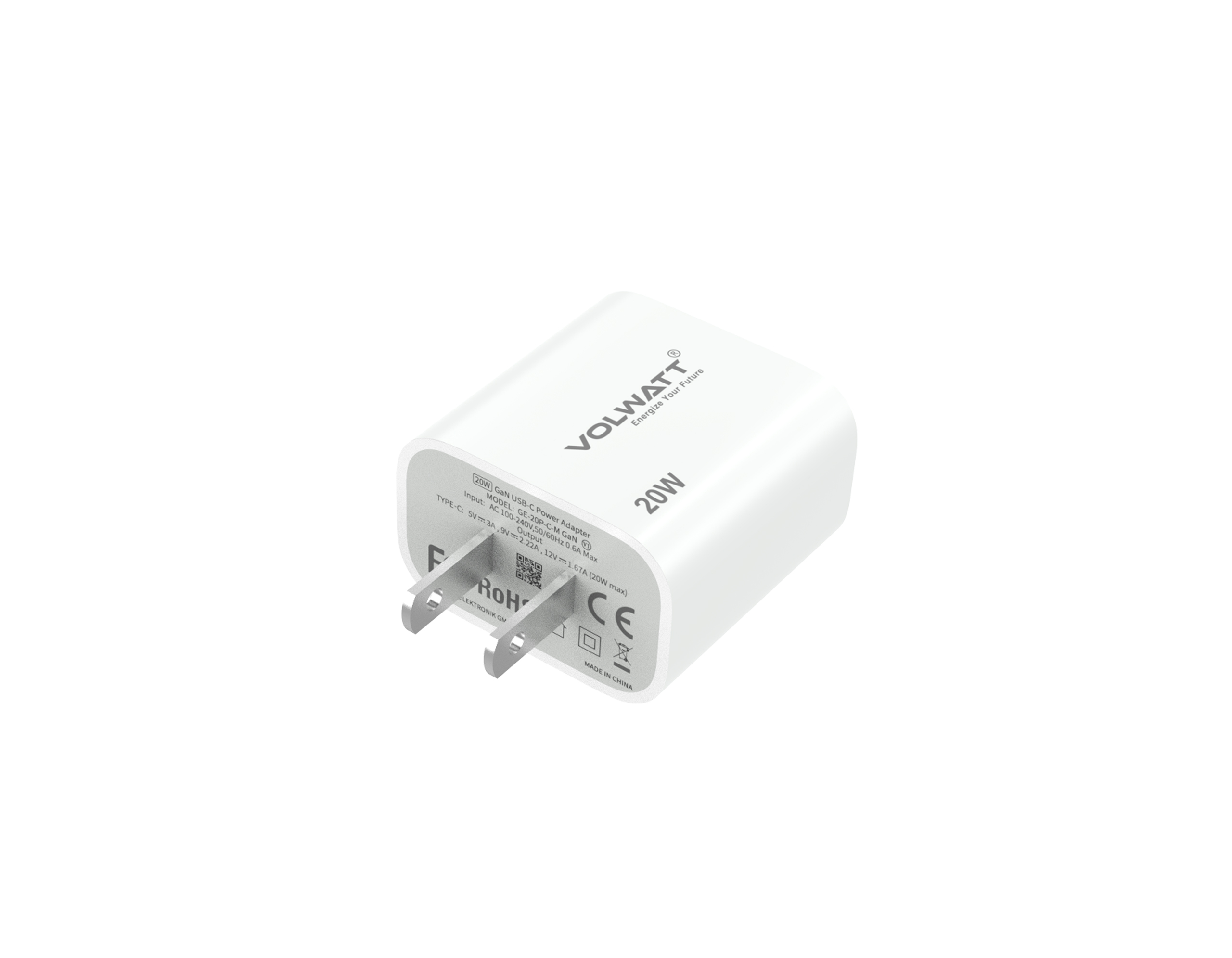 Củ sạc nhanh Volwatt GE-20P-C-M GaN 20W Fast Charger - Hàng Chính Hãng Full Box
