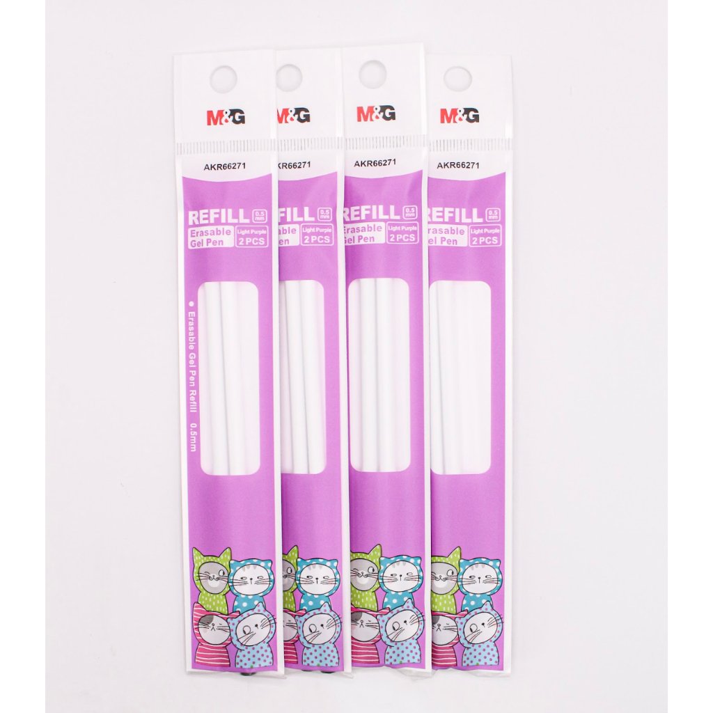 Vỉ 2 Ruột bút gel xóa được M&amp;G AKR66271 nét 0.5mm - Mực tím (Ruột bút nước xóa được)