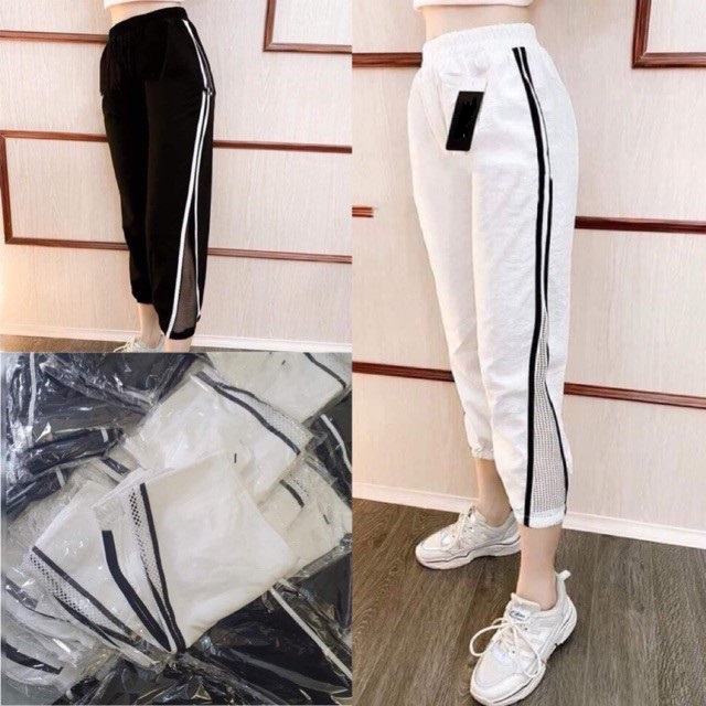 Quần Jogger đũi phối lưới