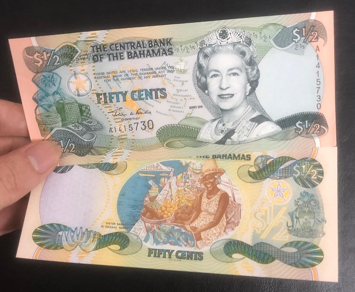 Tiền Bahamas 50 cents Nữ hoàng Elizabeth II mới cứng