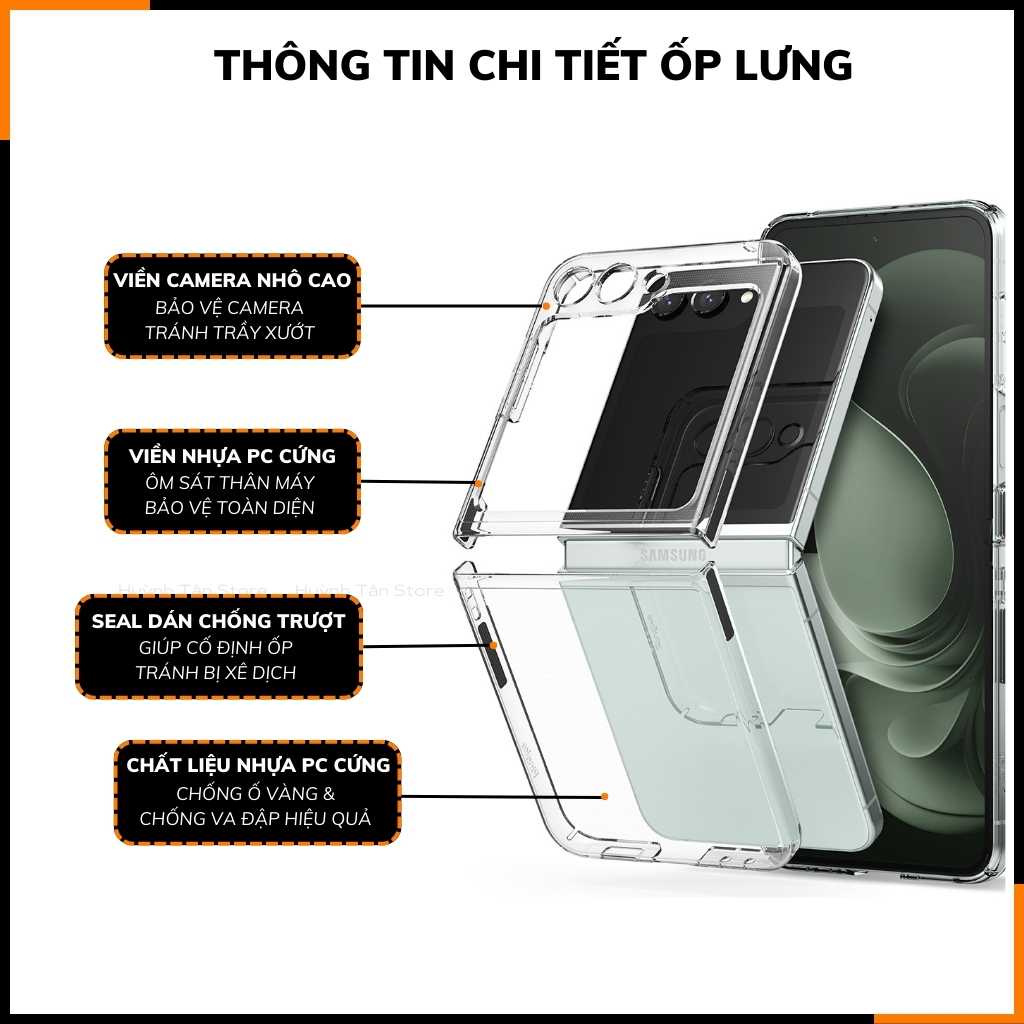 Ốp lưng z flip 5 RINGKE chính hãng trong suốt chống sốc FUSION X chống ố vàng phụ kiện điện thoại huỳnh tân store - Hàng nhập khẩu