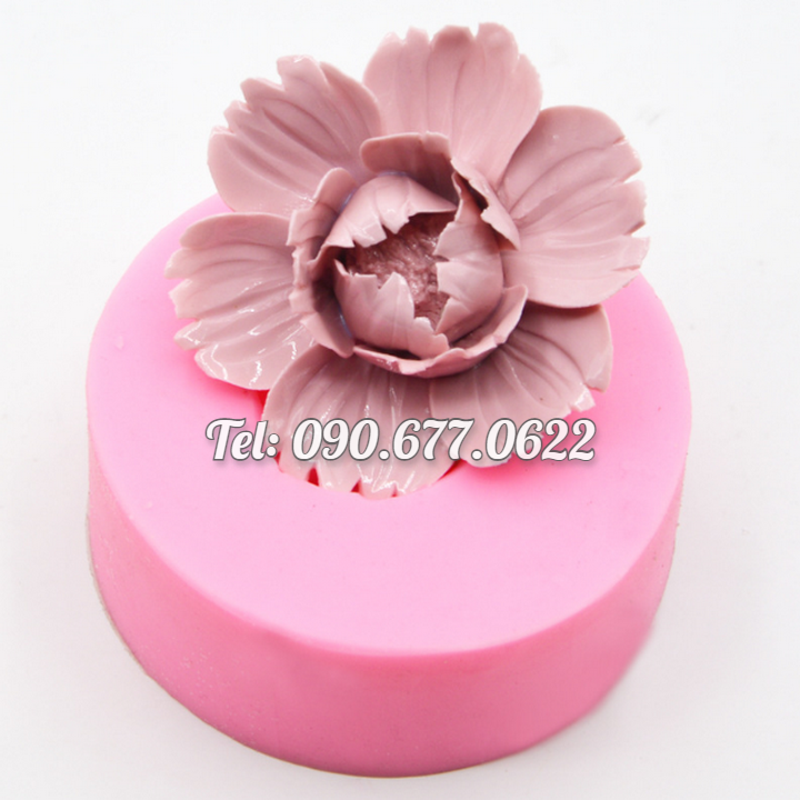 Khuôn rau câu silicone hoa mẫu đơn tầng cánh cúp loại 8 cm - Mã số 1636