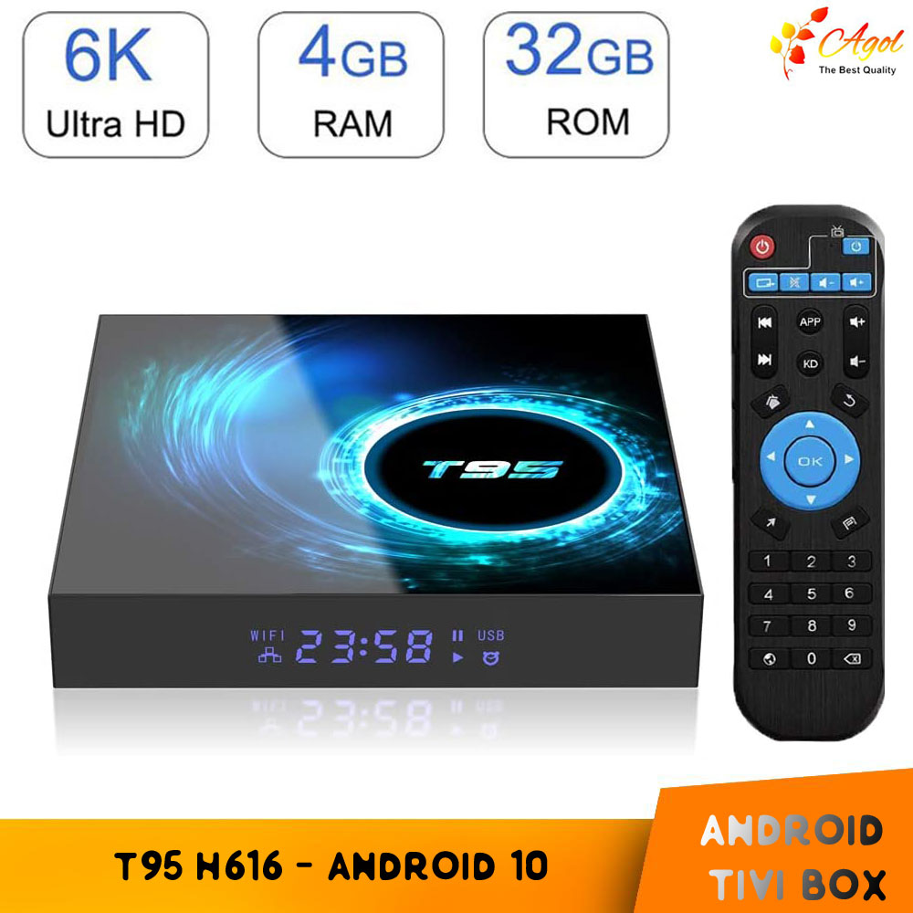 Android Tivi box T95 hệ điều hành RAM 4GB  ROM 32GB bluetooth , wifi 2 băng tần 2.4G và 5G cài sẵn bộ ứng dụng giải trí truyền hình cáp ,Phim HD miễn phí vĩnh viễn - Hàng Nhập Khẩu