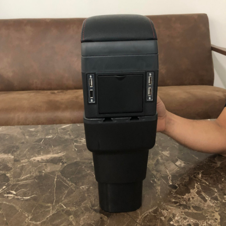Hộp tỳ tay ô tô, xe hơi cao cấp dùng cho xe Hyundai i10 tích hợp 6 cổng USB