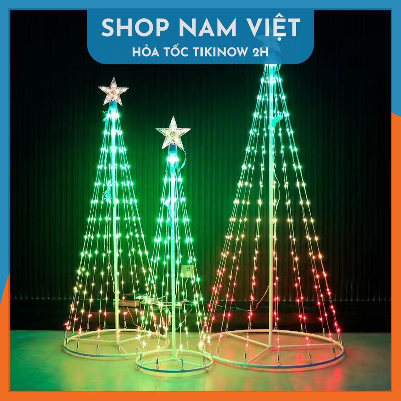 Cây Thông Noel Đèn Led Hình Nón Có Thể Gấp Gọn, Trang Trí Ngoài Trời, Hiệu Ứng Led Thác Nước