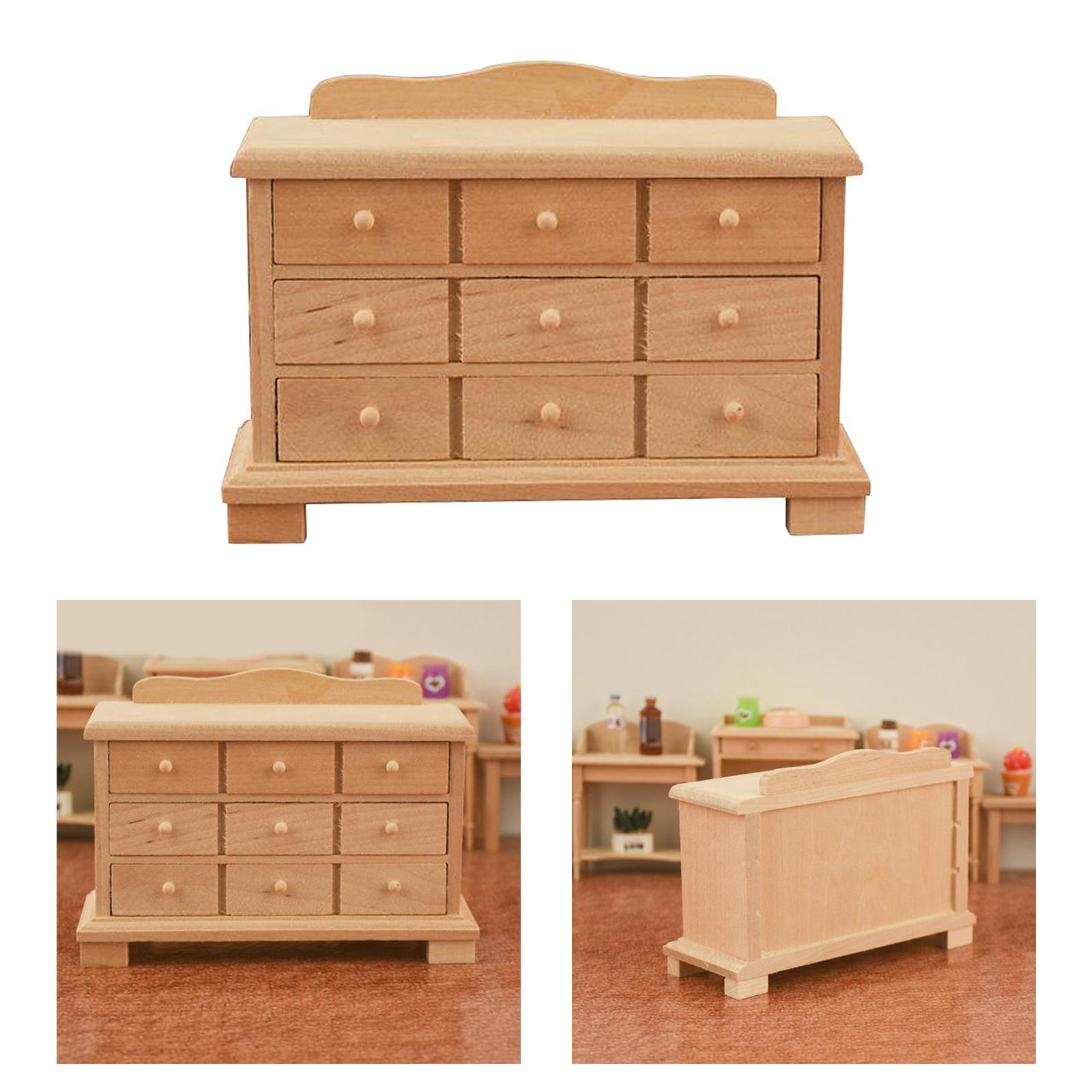 1/12 Doll House Wood Cabinet Model Baby Doll Living Room Scenery Ornaments