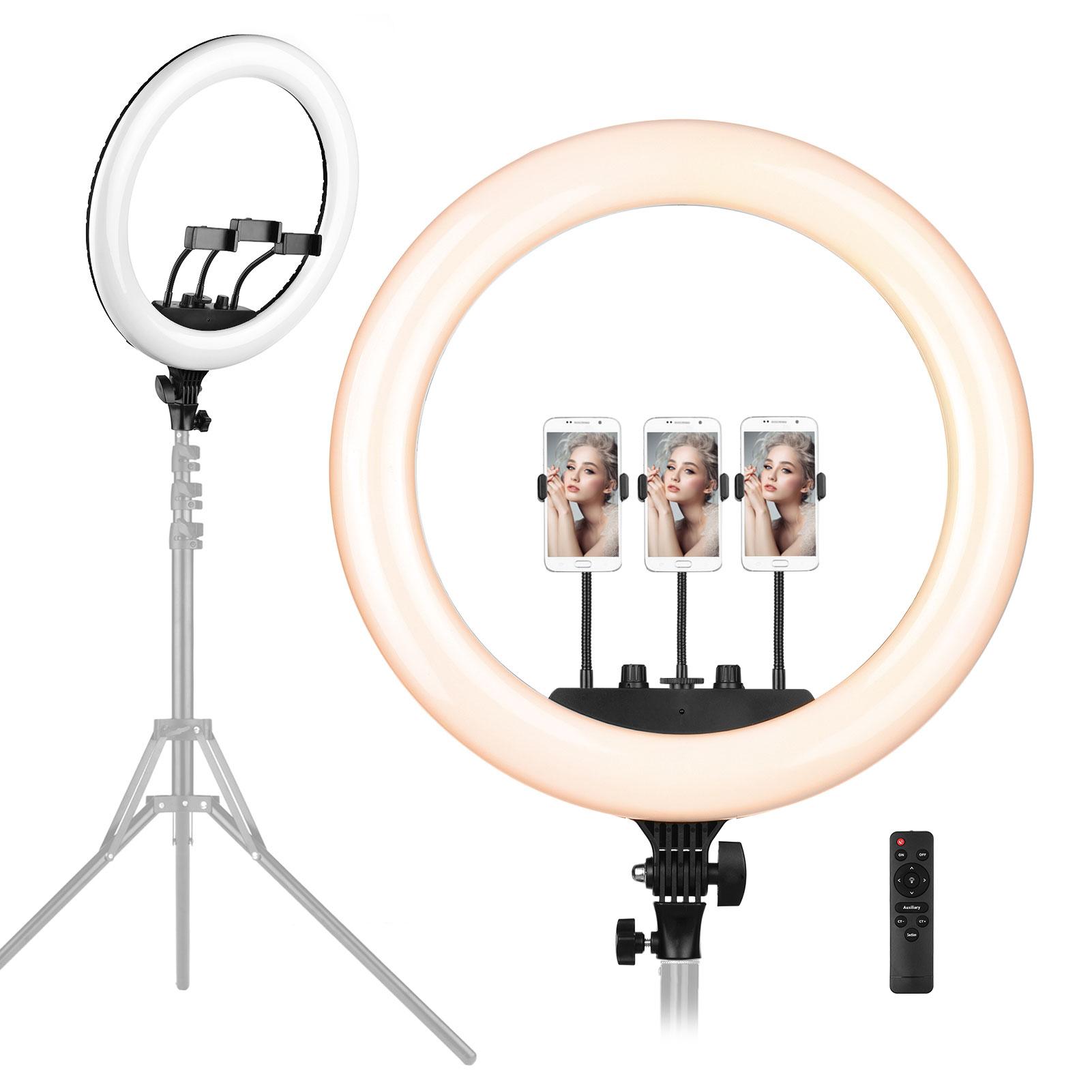 Bộ đèn chụp ảnh 18 inch LED Ring Light 3200K-5600K Có thể điều chỉnh độ sáng vô cấp Điều khiển từ xa