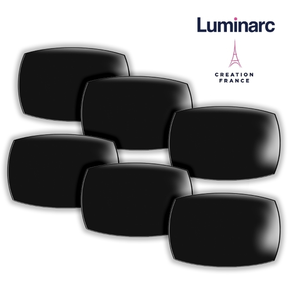 Bộ 6 Đĩa Thuỷ Tinh Luminarc Quadrato Đen Chữ Nhật 35*25cm - LUQUD6408