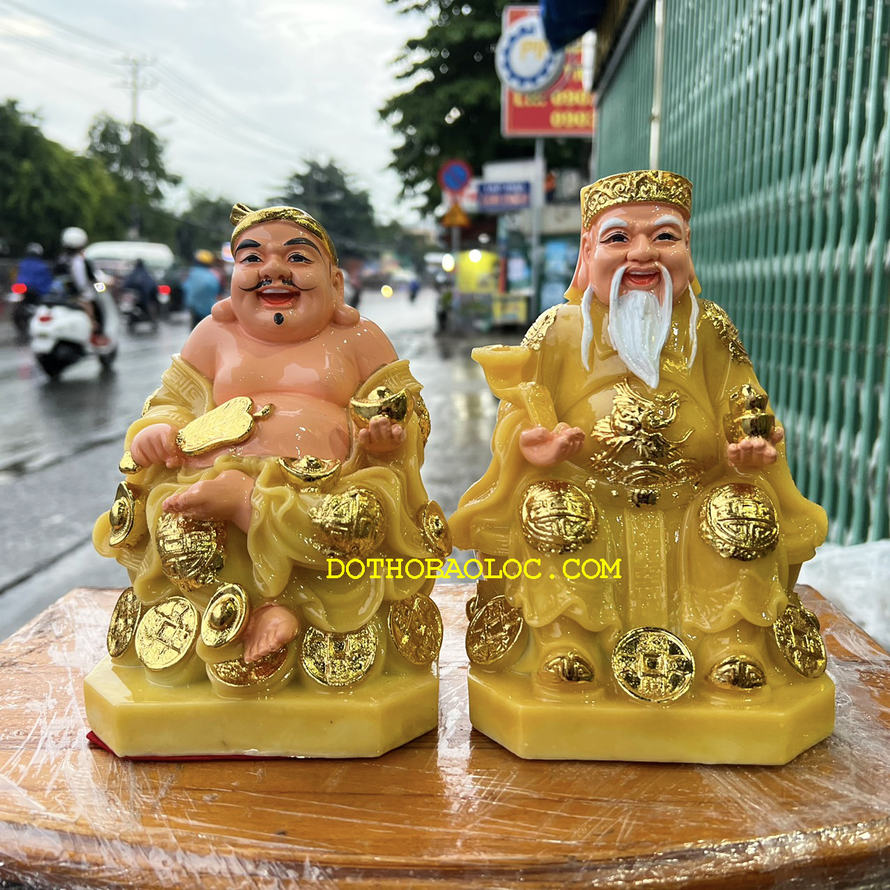 Tượng Thần tài Thổ Địa đá Việt Nam cao 19cm Bộ sản phẩm gồm 2 tượng