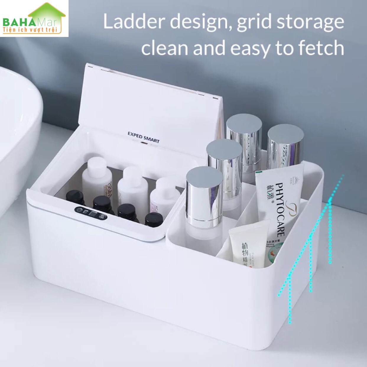 HỘP ĐỂ BÀN ĐA NĂNG CẢM ỨNG THÔNG MINH TỰ ĐỘNG BẬT MỞ NẮP "BAHAMAR" thích hợp sử dụng để nhiều thứ cho gọn gàng ngăn nắp