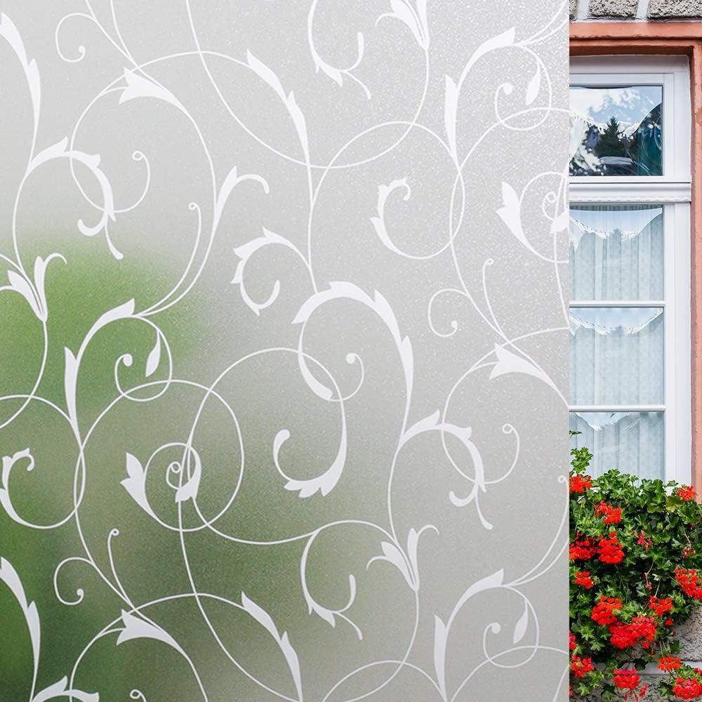 Phim cửa sổ trang trí tĩnh không dính, cửa sổ kính màu Frosted Thiết kế lá hấp phụ 45*200 cm