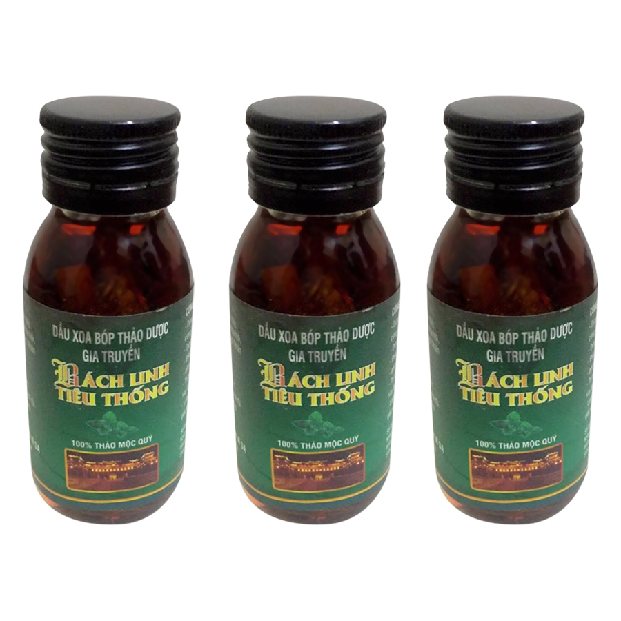 Combo 3 Chai Dầu Xoa Bóp Bách Linh Tiêu Thống (60ml) (Tặng 1 Dầu Tràm 30ml)