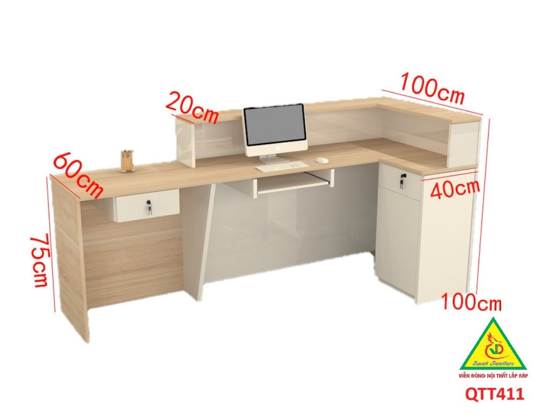 QUẦY LỄ TÂN, QUẦY TIẾP TÂN, QUẦY TÍNH TIỀN, QUẦY THU NGÂN QTT411 - Nội thất lắp ráp Viễn Đông Adv