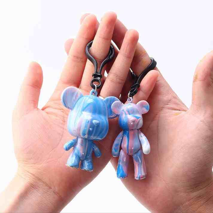 Set DIY đổ màu Acrylic pouring gấu bạo lực Bearbrick tự làm móc chìa khóa thủ công handmade quà tặng cho người yêu