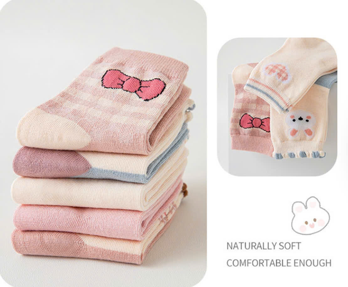 SET 5 ĐÔI TẤT VỚ 35 DỄ THƯƠNG TỪ 1-12 TUỔI DÀNH CHO BÉ GÁI