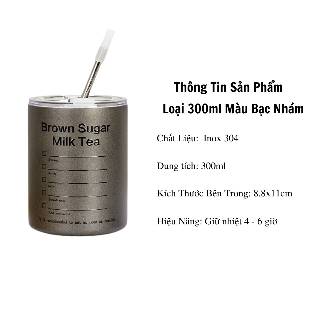 Bình Giữ Nhiệt - Hàng loại 1 - Chất liệu Inox 304 Có Tặng Kèm Ống Hút Dung Tích Từ 300ML Đến 600Ml Phong Cách Hiện Đại
