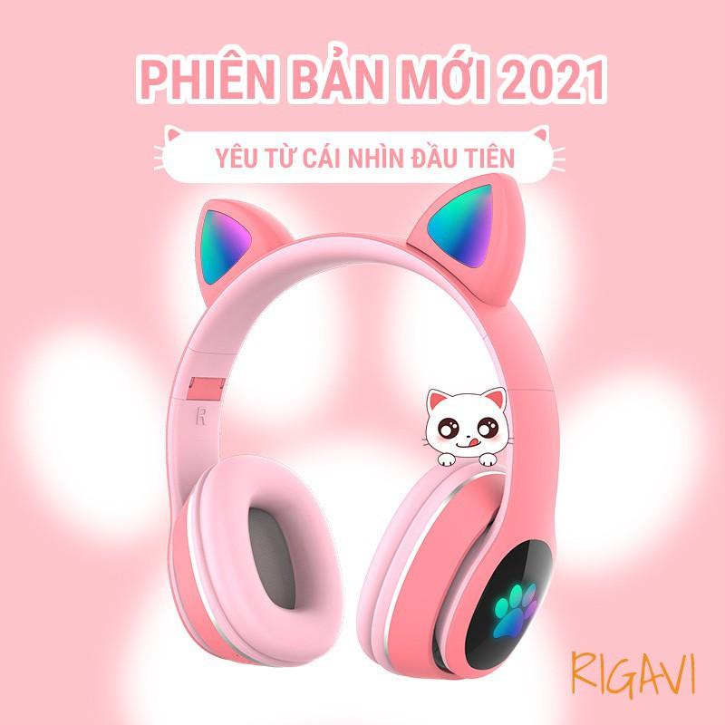 Tai nghe mèo VZV 28M – đèn led – Kết nối bluetooth 5.0 - headphone có micro – điều chỉnh âm lượng có cổng AUX, SD card